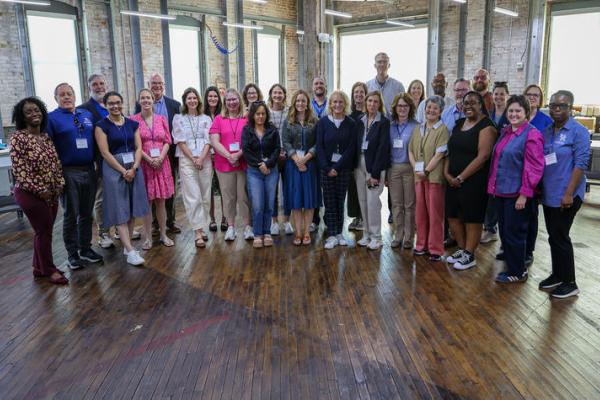 Participants in the University of Kentucky Land-grant Engagement Bus Tour gather at the Paducah School of Art and Design. Photo by Brian Volland.