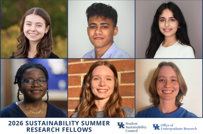 2026 Sustainability Research Fellows. Photos provided by UK Office for Undergraduate Research.