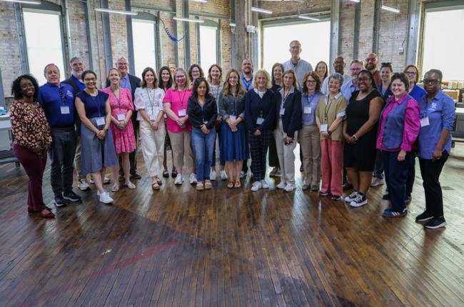 Participants in the University of Kentucky Land-grant Engagement Bus Tour gather at the Paducah School of Art and Design. Photo by Brian Volland.