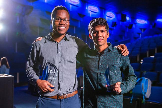 Monon Rahman (right) won ""Best of Show"" for ""The Void"" at the UKY Film Festival.